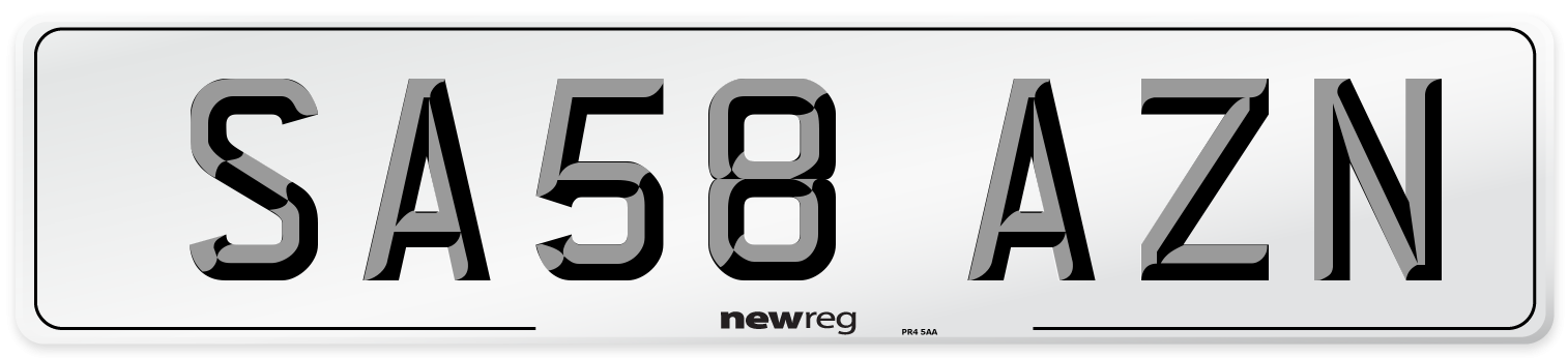 SA58 AZN Number Plate from New Reg